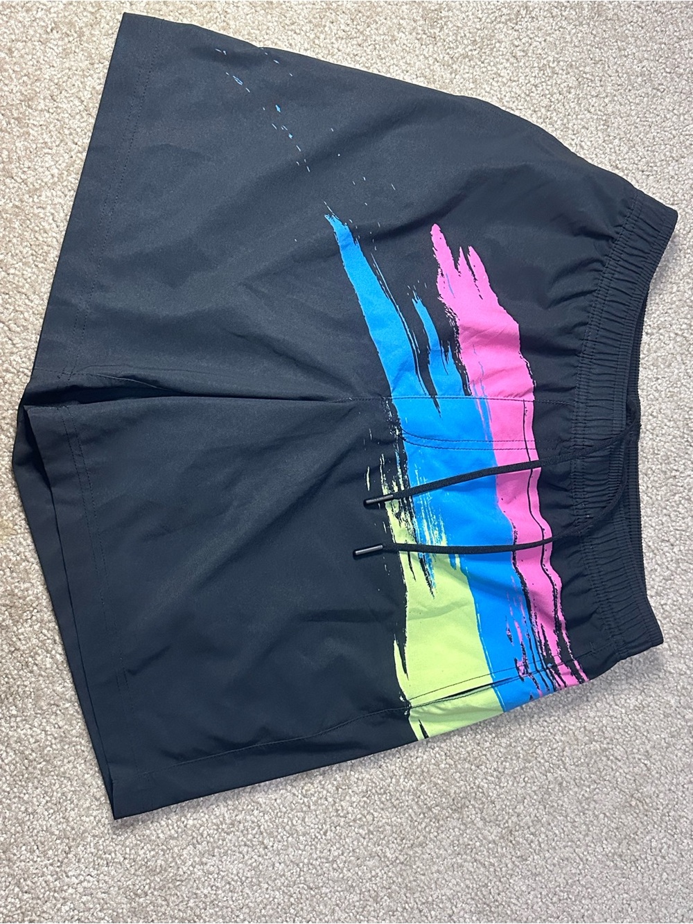 chubbies Black Shorts with Neon Blue, Pink & Lime Brushstrokes
